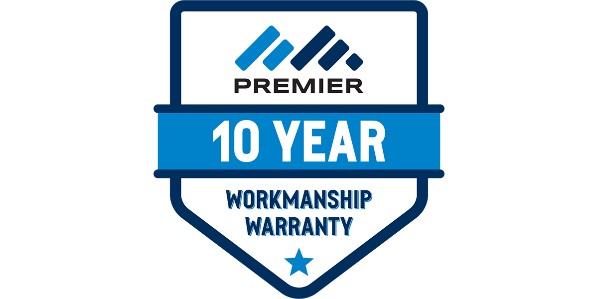 Premier Roofing Company 10 year workmanship warranty 