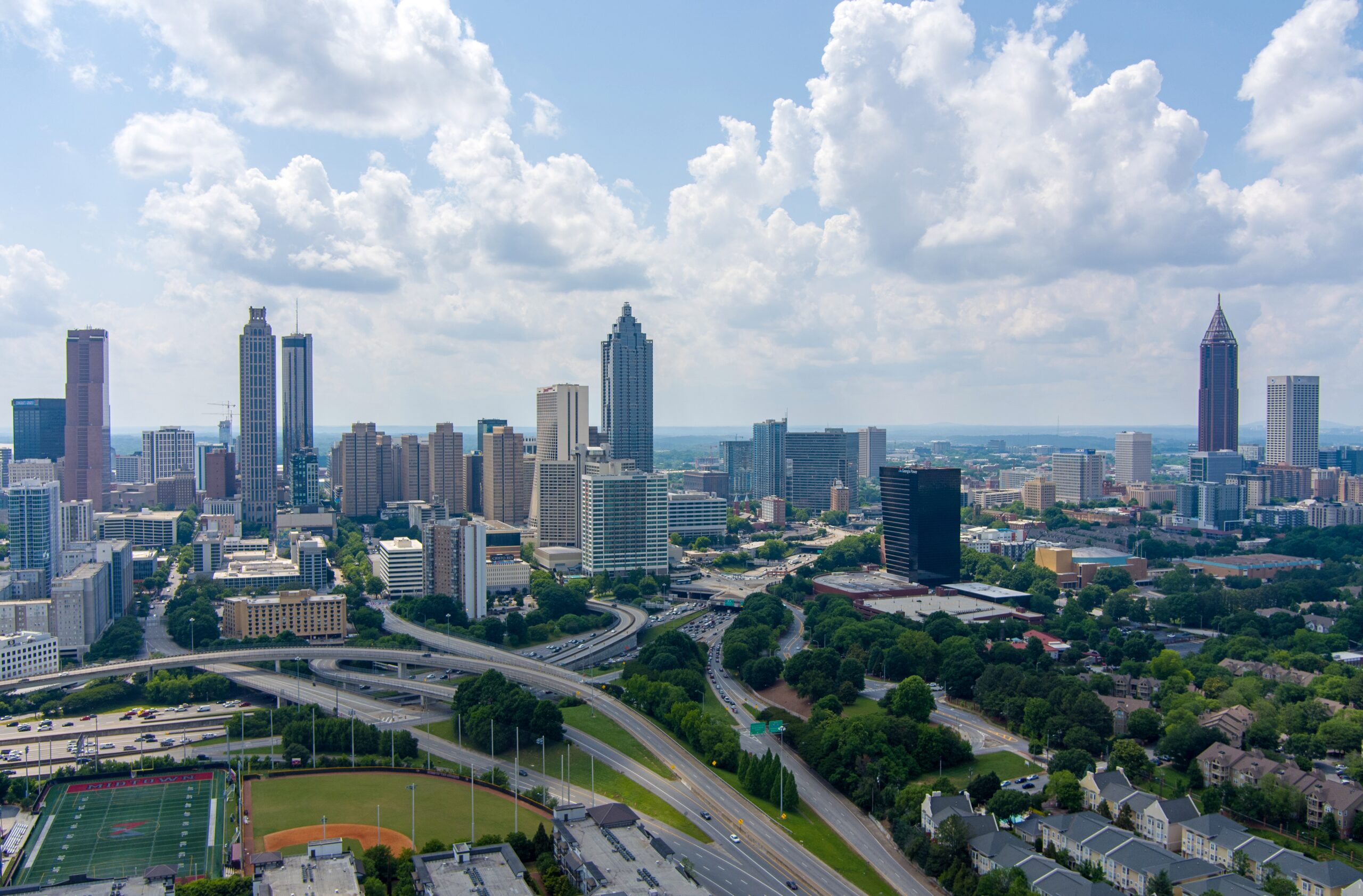 The downtown Atlanta, Georgia skyline from above the Jackson Street Bridge